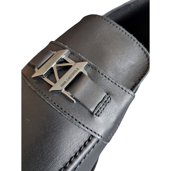 Karl Lagerfeld Paris Men's Black Leather Slip-On Loafers New Size 11.5 - Picture 7 of 12